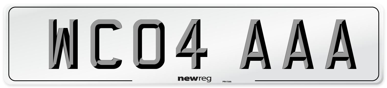 WC04 AAA Number Plate from New Reg